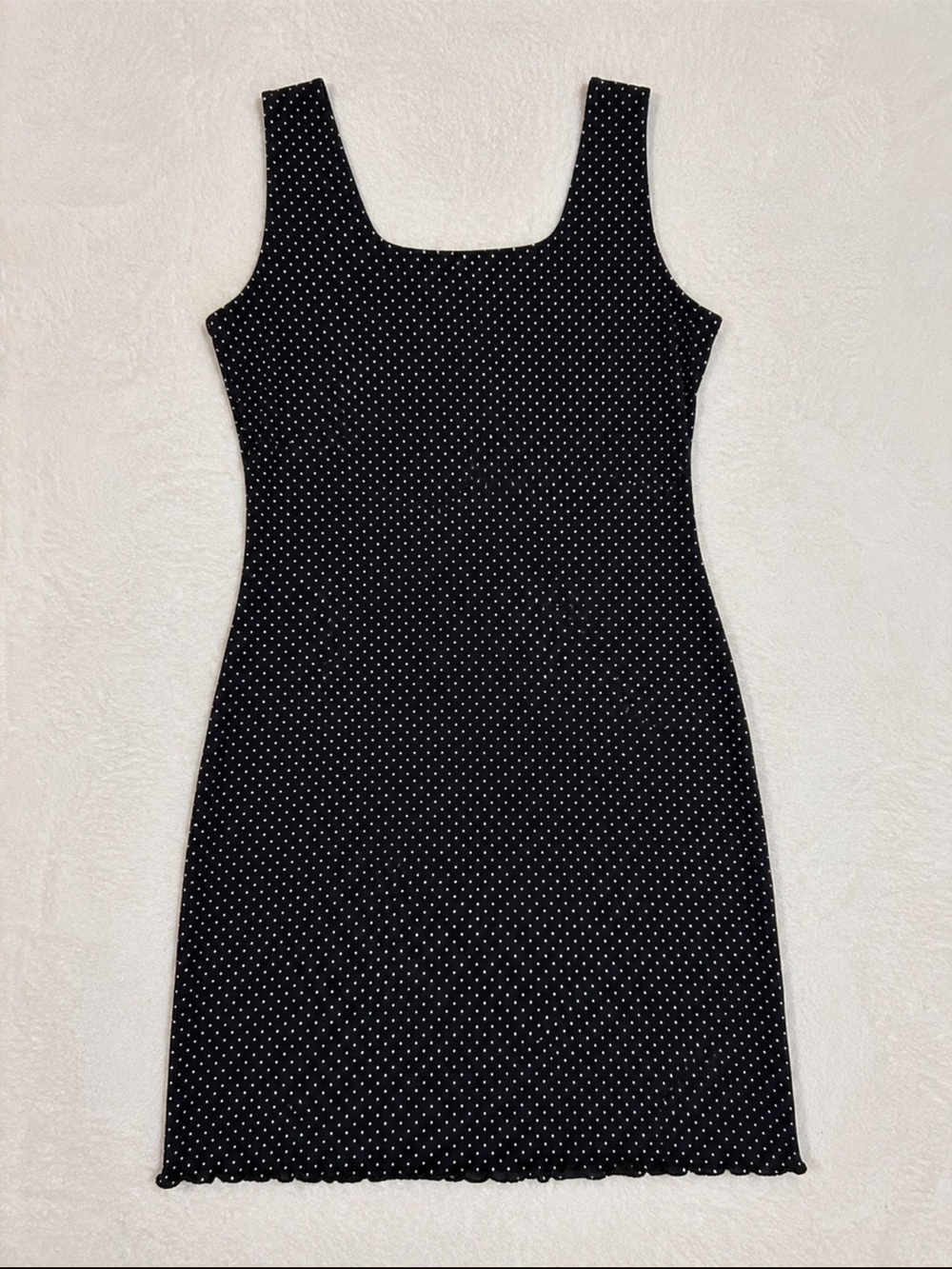 Charter Club Black Mini Dress with White Dots Cotton